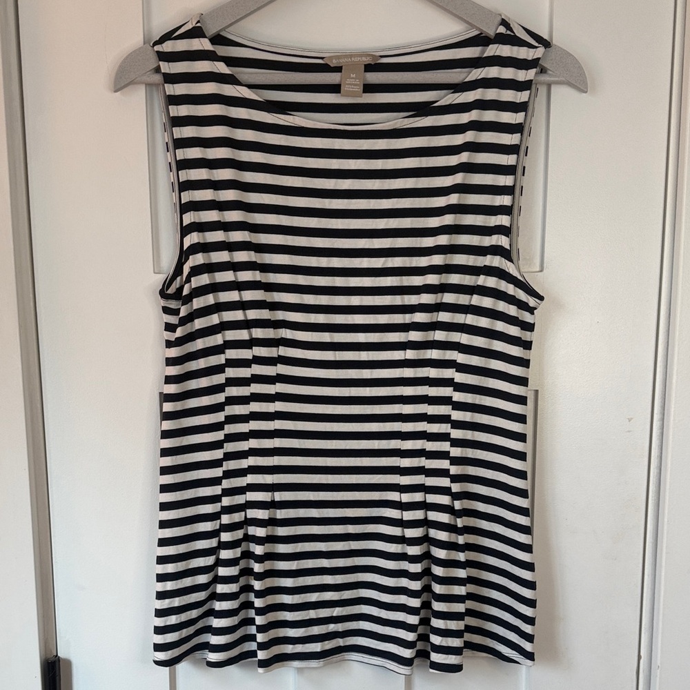 Banana Republic Black & White Striped Tank Top Size M